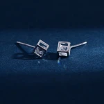 Wholesale Earrings Jewelry Rhodium Plated Cubic Zirconia Cubic Cube Stud Earring 925 Sterling Silver Fine jewelry Earrings
