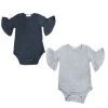 Wholesale flutter sleeve plain organic cotton baby romper with snap