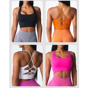 wholesale high quality womens backless gym yoga cotton tops sport seamless hot  sports bra