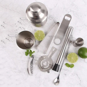 Wholesale In Stock 10 Pieces  Bar Set Bartender Tools Stainless Steel Cocktail Shaker Set