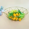 Wholesale kitchen living room home decor modern gold metal art wrought iron wire fruit basket