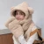 Import Wholesale Korean Bear Ear Hoods Hats For Ladies Winter Sweet Cute One Piece Scarf Gloves Hooded Set One Ear Knit Women Hat Hood from China