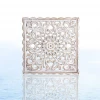 Wholesale MDF Carved Home Decorative Small Size Rustic White Square 3D Wall Hanging Plaques