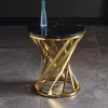 Wholesale Metal Coffee Table Round Stainless Steel Marble Top Hotel Lounge end Table Side Table