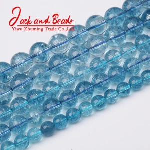 Wholesale Natural Lake Blue Peridot Crystal Quartz Round Beads 4 6 8 10 12 mm