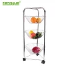 Wholesale Newest 3 Tier Standing Fruit Basket with Caster