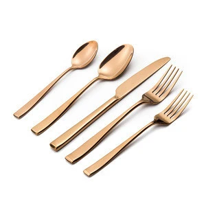 Wholesale Stainless Steel Brass Copper Dinnerware Rose Gold Cutlery Set for Wedding