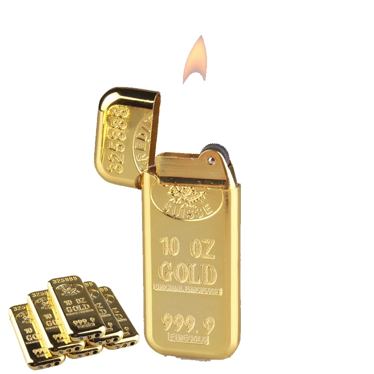 Wholesales refillable metal gold electronic gas lighter from China factory