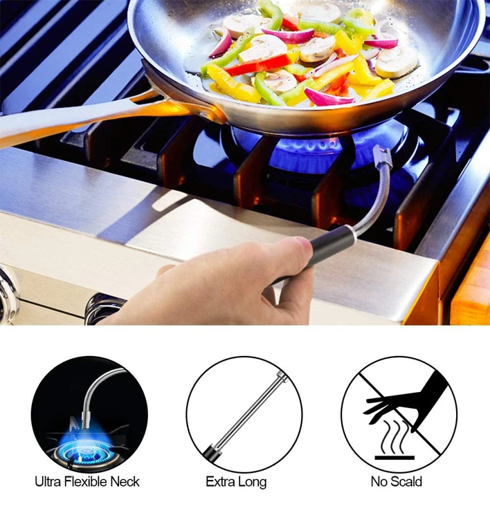 Windproof Triple Safety Long usb electric candle arc lighter