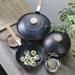 with Nonstick Fry Pan Cooking Pot Kitchen Ware Cookware Sets Kitchenware Stainless Steel Metal Polish Layer Surface Aluminium