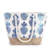 Women Canvas Straw Shoulder Bag Colorful Pineapple Printing Tote Handbag Natural Linen Jute Beach Bag For Summer Holiday