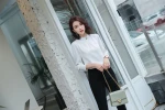 Women Chiffon Blouse Shirt with V-Neck Long Sleeve