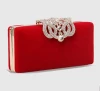 Women Luxury Fancy Imperial Crown Rhinestones Velvet Long Fashion Evening Clutch Bag