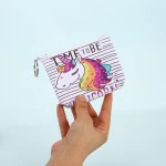 Women Wholesale Girls Small Storage Keys Pouch Rabbit Printed Unicorn Zipper Coin Purse Change Wallet Money Bag For Card Holders