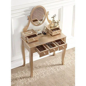 Women&#39;s Ladies Beauty Dressers Table Make Up Stand With 5 Drawers and Mirror Furniture