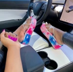 Womens Fashion Sandals European and American Slippers Open Toe Stiletto High Heel Sandals