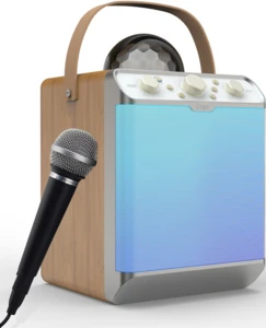 Wood Disco light Karaoke 30W 4000mAh Battery Speaker