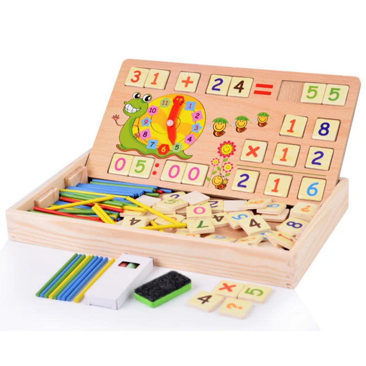 Wooden counting sticks Clock Digital Learning Box