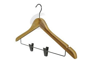 wooden top hanger with clips and notches anti-slip competitive price