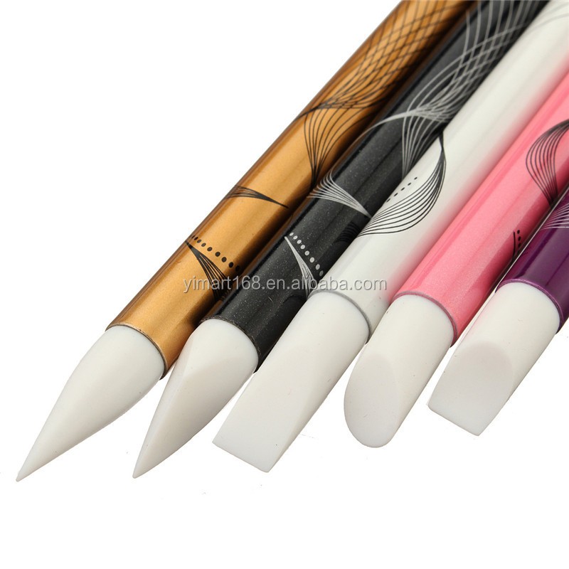 Yimart 5Pcs Nail Art Sculpture Printing Pen Copper Handle Silicone Head Nail Brush