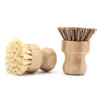 ZS03 Kitchen cleaning brush small size sisal palm bamboo short handle round dish pot brush