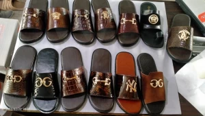 customized high quality leather arabic slippers
