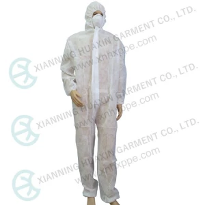 Painter Protective Overalls Jumpsuit PP Non-Woven Hooded Disposable Safety Coverall