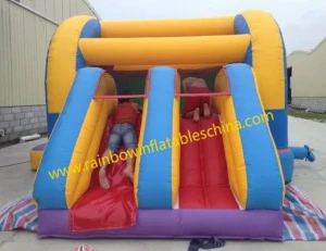 Kids Popular Lovely Inflatable Colorful Double Dry Slide for Kids