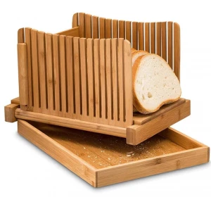 Foldable Bamboo Bread Slicer with Crumb Tray Amazon Hot-Selling