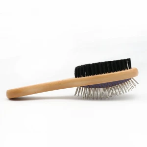 wooden pet brush pet fur hair Remover brush wooden double side brush for pet