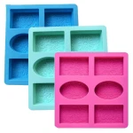 Hot Selling BPA Free Silicone Soap Molds for Handmade Soap Candy Round Rectangle Oval Soap Molds with Pattern