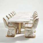 Modern Luxury Kitchen Dining Table Set Marble Top 6–8 Seater Sintered Stone Dining Table and Chairs