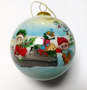 hand painted glass bauble inside hand painted Christmas baubles