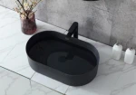YUCCI oval solid surface above counter wash basin bathroom wash basin black solid surface above counter basin