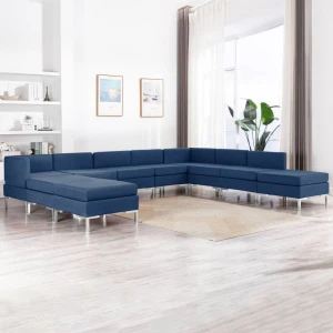 10-piece sofa fabric blue