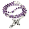 Fashion Jewelry Natural Amethyst Gemstone Beads Our Lady of Grace Catholic Prayer Rosary with Rose Crucifix