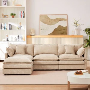 Buy Modern L Shaped Sofa Set 3 Seater Cloud Couch Comfy Living Room ...