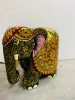 Wooden & Brass Elephant Statue, Beautiful Elephant Floral print 5 inch For Home Decor Best Indian Craft Christmas Gift
