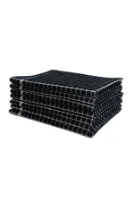 Midnight Black Grid Terry Tea Towel