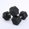 Black rubber hex rubber dumbbell set