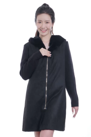 Women's Long Wool Coat With Hood