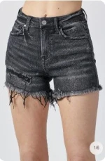 RISEN Raw Hem Denim Shorts with Pockets