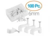 100 pack Mogen white  plastic square cable wire clips 4mm to 14mm for cable fixing with high carbon steel nail