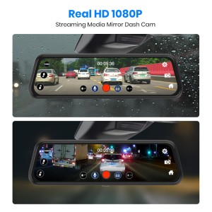 10inch AHD1080P mirror car DVR camera with night vision and motion detection car black box video recorder GPS logger function WD