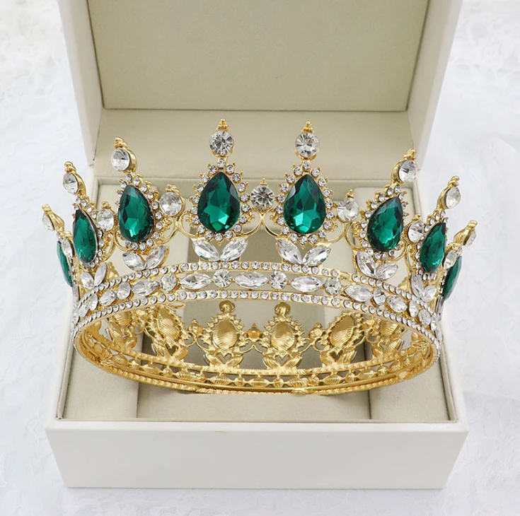 12cm diameter baroque luxury princess party birthday wedding bridal crystal gold silver metal tiara crown