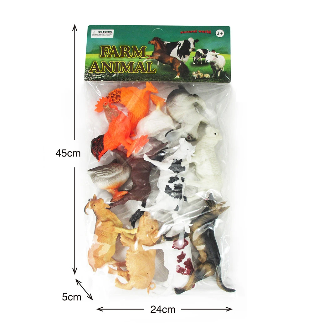 12pcs mixed packing plastic dog cow goat horse model kids farm toy animals