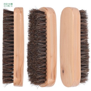 14 cm Premium Horsehair Shoe Brush Shine Brushes Shoe Cleaning Bristle Brushes