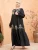 Import 1640MuslimQLO Black plus size print long sleeve retro black muslim abaya chic middle east islamic clothing from China