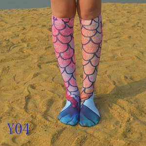 2016 3D Printed Mermaid Photo Knee High Socks Beach Stockings Sexy Women Stockings
