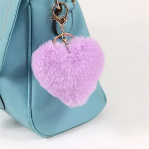 2018 hot multicolor heart-shaped artificial hair tourism memorial womens keychain
